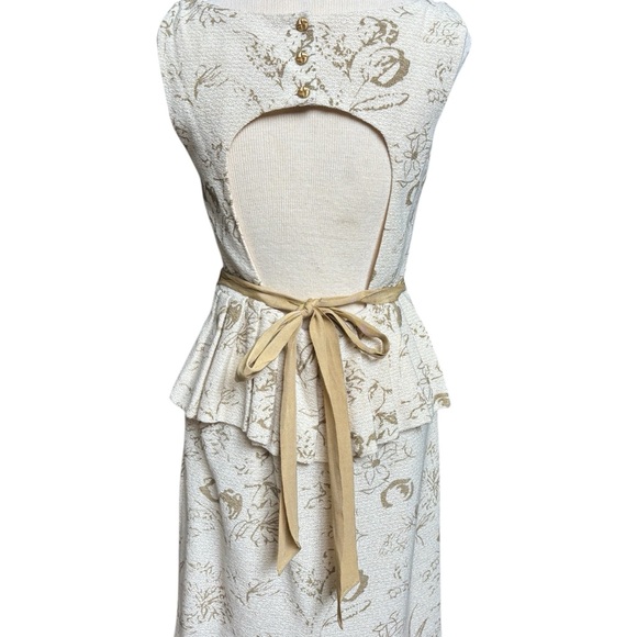 Moulinette Soeurs Cream and Gold Midi Dress - Picture 3 of 9